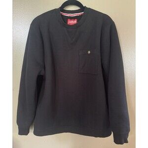 Coleman Men's Large Sherpa Lined Henley Waffle Black Sweater Shirt Pocket